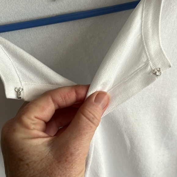 EXCELLENT CONDITION MILANO WHITE CARDIGAN WITH LACE/PEARL SLEEVES SIZE XL - Picture 8 of 8